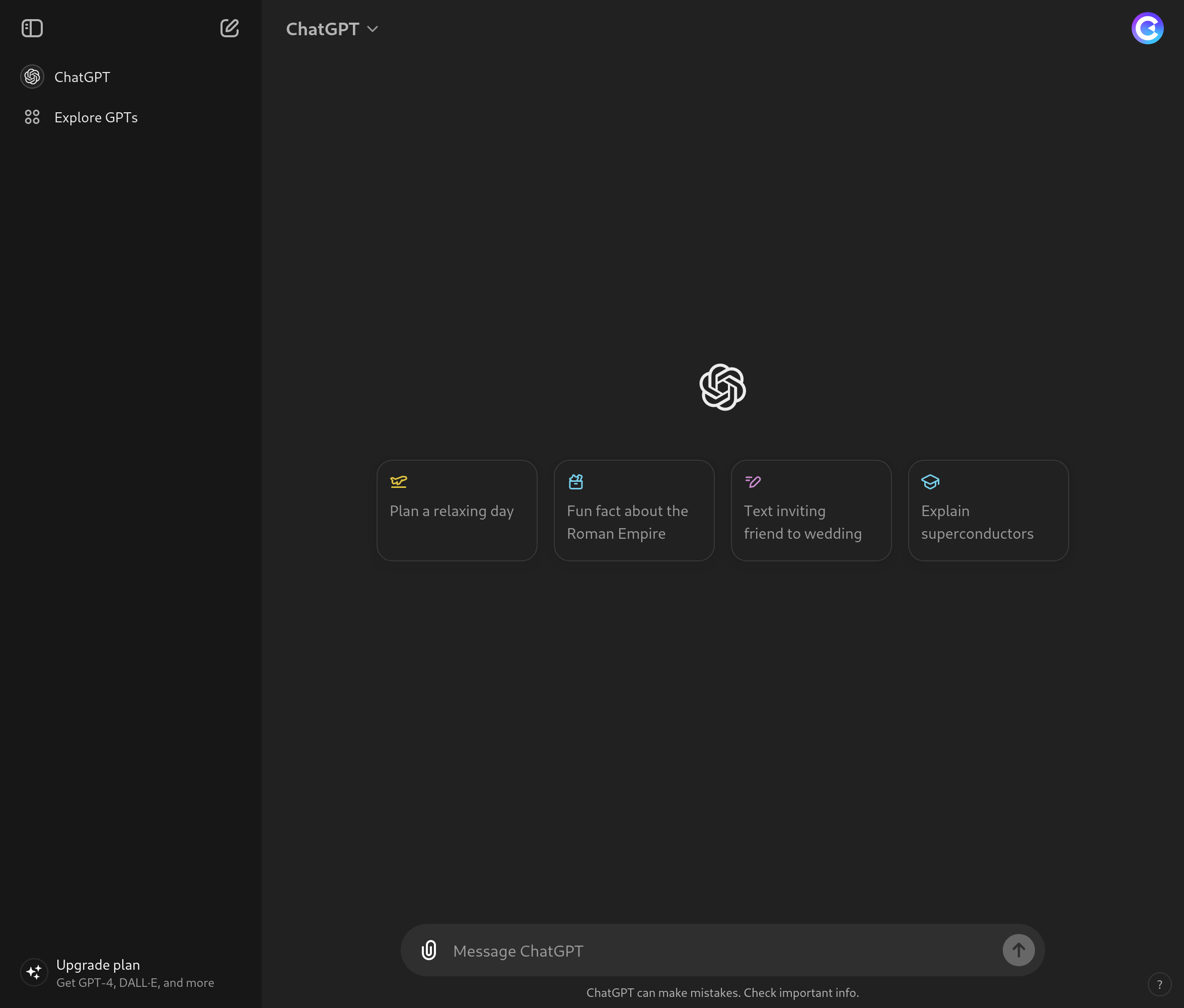 L'interface de ChatGPT